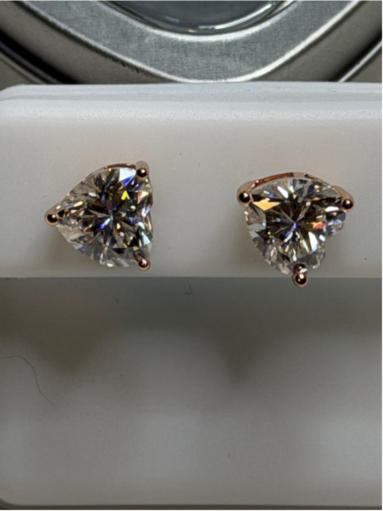 Women's Unbranded Heart Moissanite Sterling Silver Rose Gold Earrings One Size